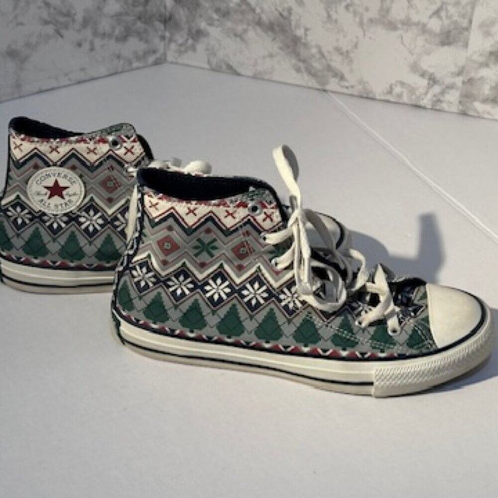 Converse Chuck Taylor All Star High Top Holiday Sweater Christmas Print Mens 6